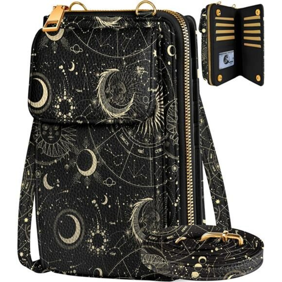 Cute Leather Crossbody Phone Purse Wallet Bag with Card Slots Adjustable Strap - Picture 1 of 7